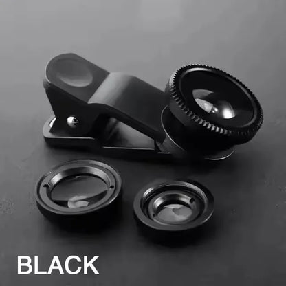 3-in-1 Fisheye Wide Angle Smartphone Camera Lens - Clip-On Macro & Zoom Lens for iPhone Xiaomi Redmi