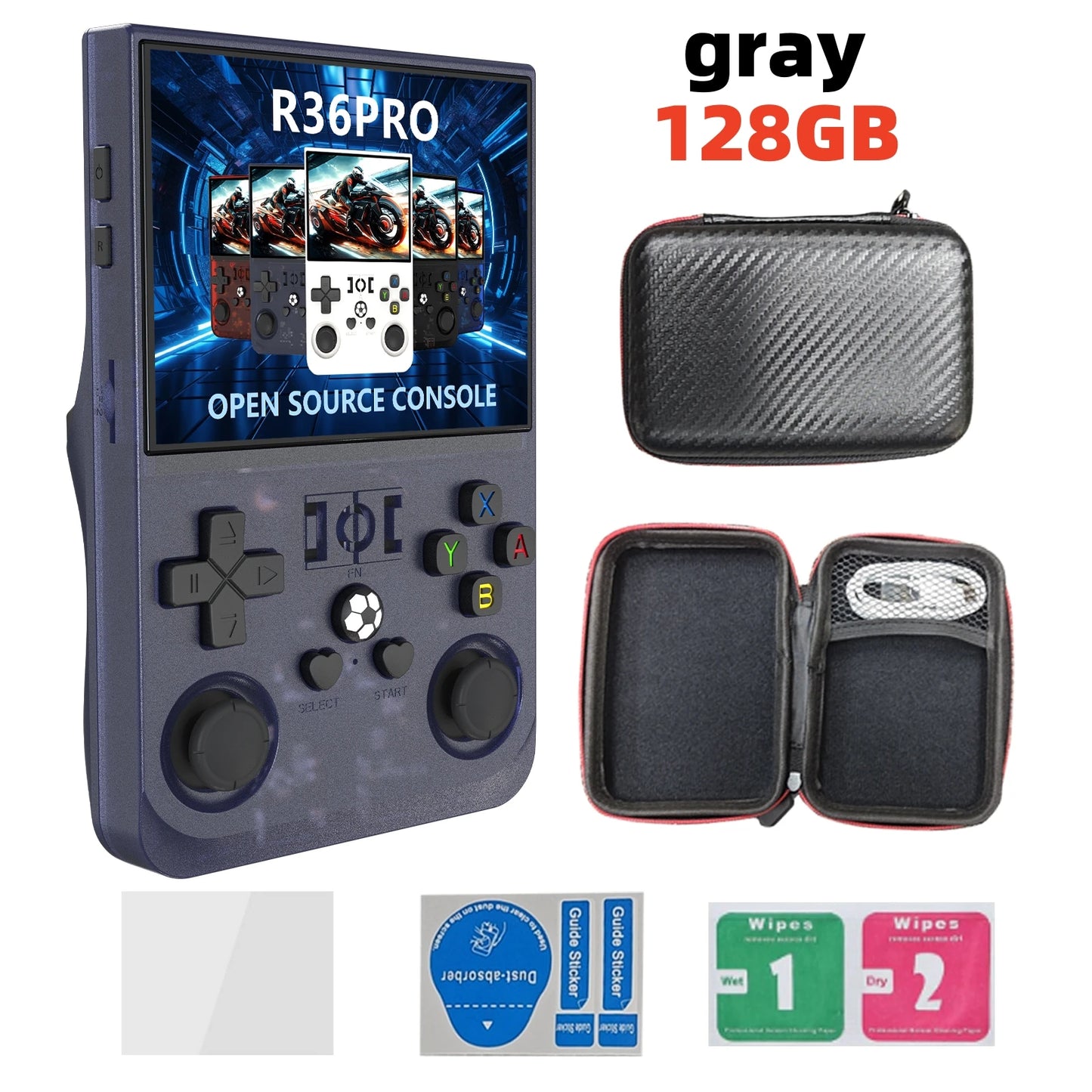 Open Source R36 PRO Retro Handheld Game Console 3.5" IPS Screen Linux Portable Player with 128GB Games
