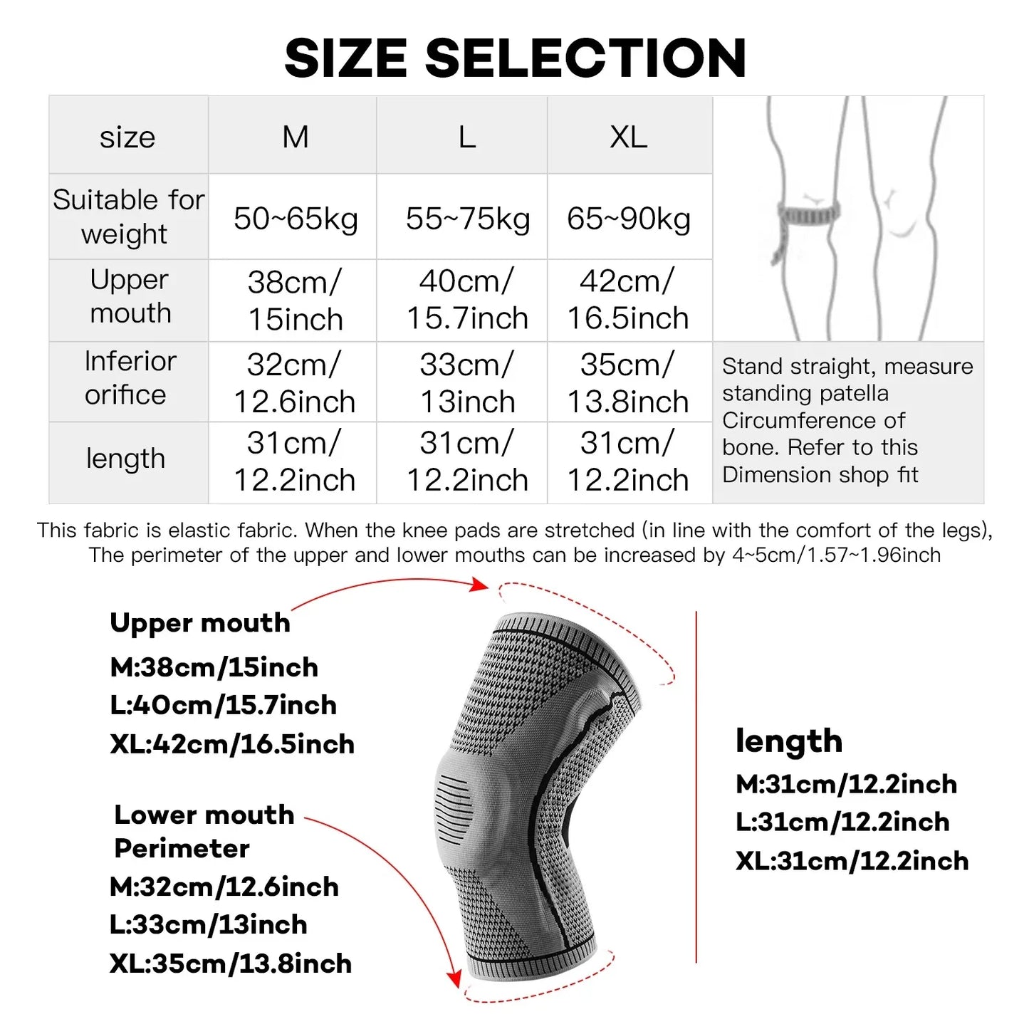 Silicone Knee Brace Compression Sleeve – Patella Support Knee Pads for Running & Sports