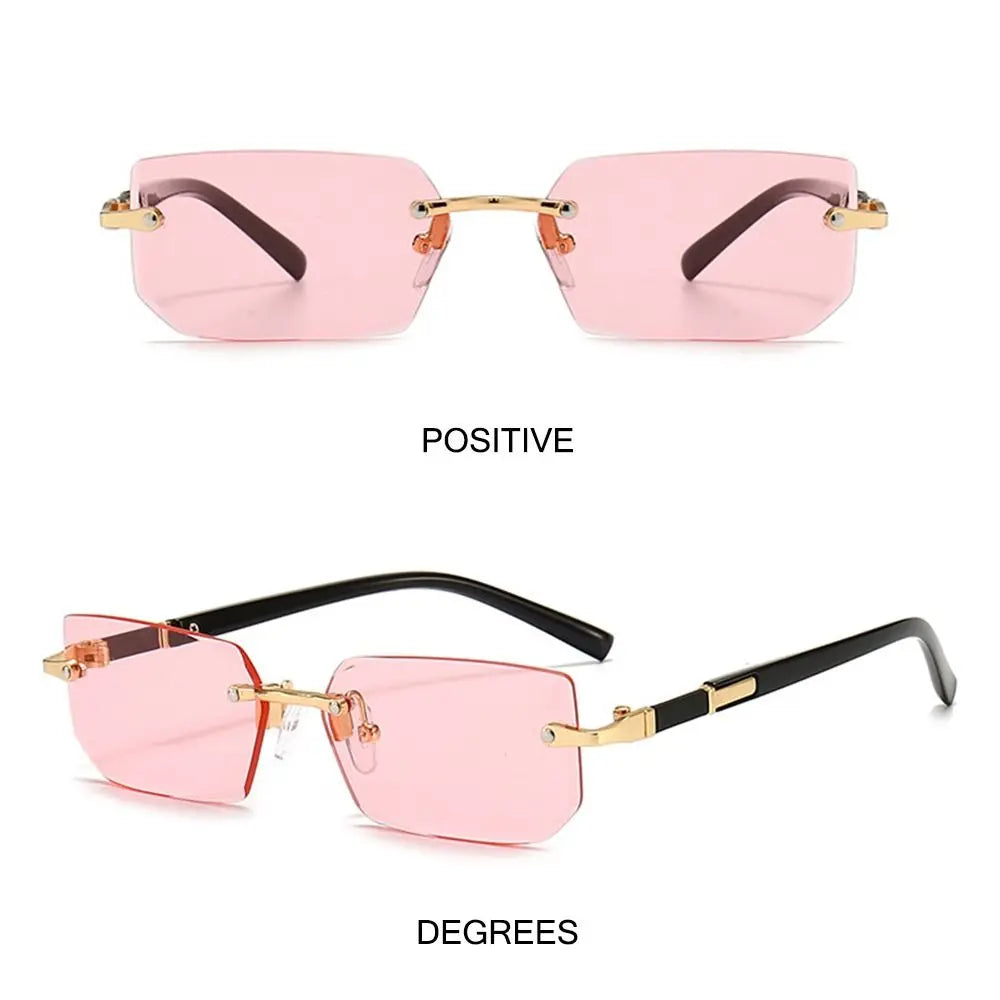 Rimless Rectangle Sunglasses – Fashion Small Square Shades for Men & Women, Summer Travel Eyewear