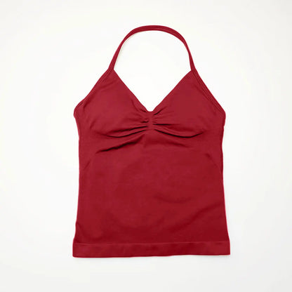 Women’s Longline Strappy Sports Yoga Vest Open Back Gym Tank Top Halter Running Fitness Bra Workout Top NCLAGEN Impact Style