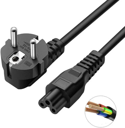 1.5M EU 3-Pin Laptop Power Cord - Universal AC Charger Cable for HP, Dell, Toshiba, Sony, ASUS, Lenovo & Samsung Notebooks