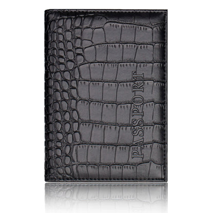 Crocodile PU Leather Passport Holder – Slim Minimalist Travel Wallet for Men & Women
