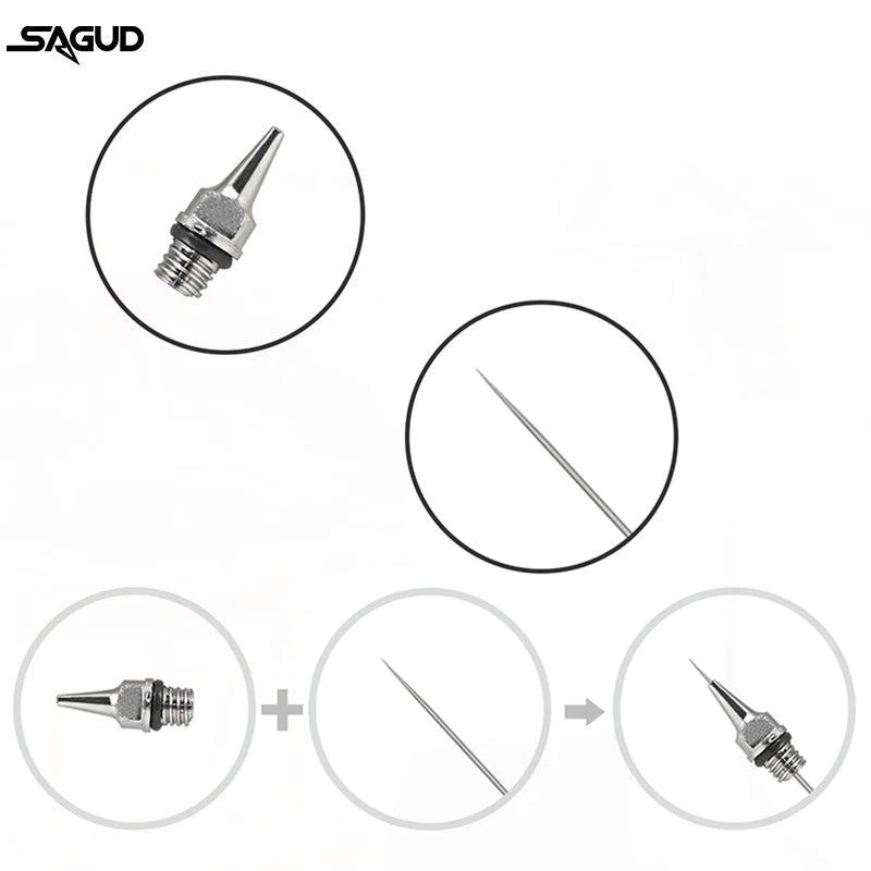 Airbrush Nozzle & Needle Replacement Kit – 0.2/0.3/0.5mm Repair Accessories for Various Airbrush Models