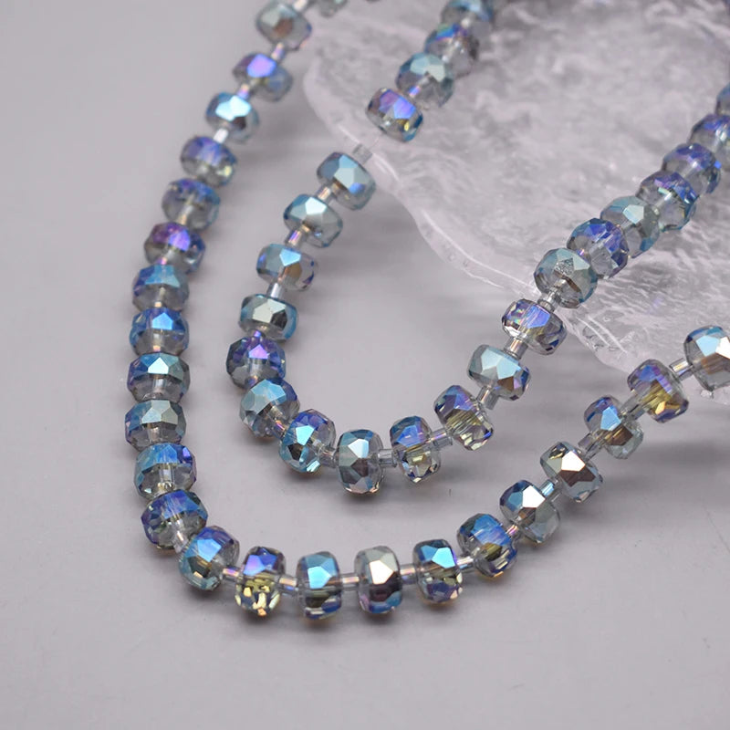 8mm Crystal Glass Beads Set - 30PCS Color Wheel Faceted Round Loose Beads for DIY Jewelry Making & Bracelets