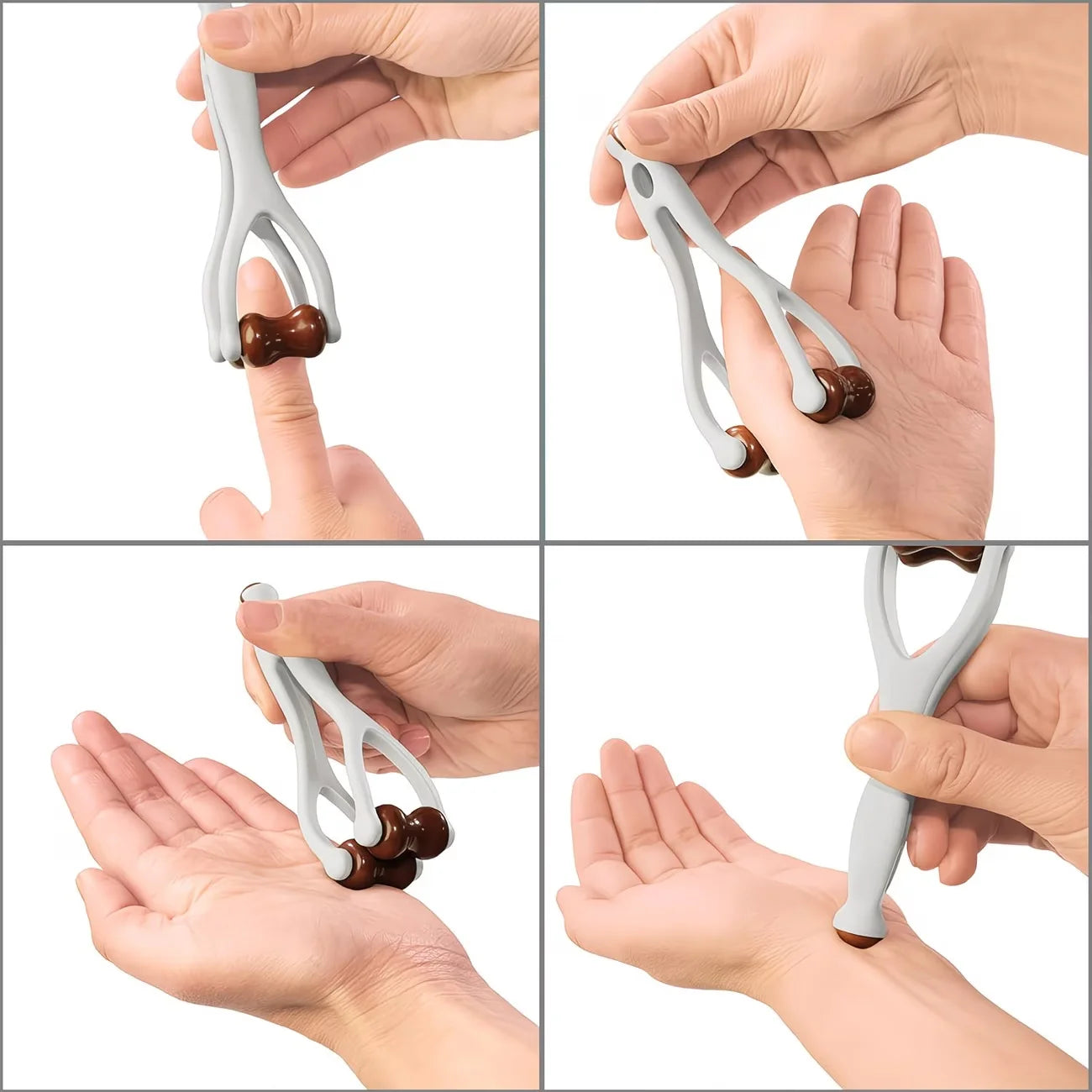 Solid Wood Finger Massage Roller Set (1/3Pcs) – 360° Acupressure Hand & Finger Massager Clip for Meridian Relief, Stress Reduction & Hand Therapy