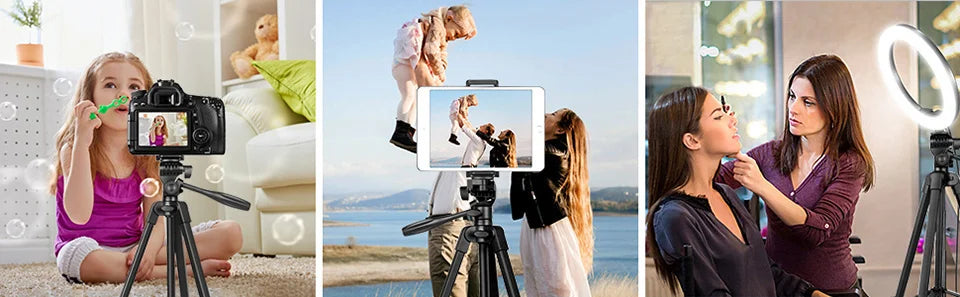 Phone Camera Tripod Stand – Lightweight with Bluetooth Remote, Universal Phone Holder for Photography, Compatible with Xiaomi, Huawei, DSLR