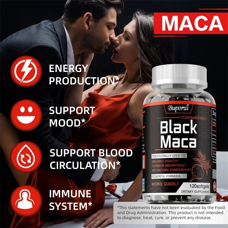 Black Maca Supplement – Natural Energizer for Performance, Energy, Endurance, Muscle Mass & Hormone Balance