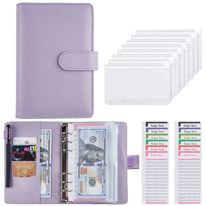 2024 A6 PU Leather Budget Binder Set – Cash Envelopes System with Binder Pockets for Money, Budget Saving & Bill Organizer