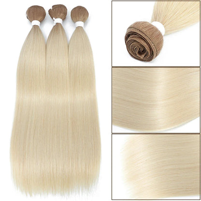 26" Ombre Straight Synthetic Hair Extensions – Smooth Weaving, Full Blue Hair Bundles from Root to End