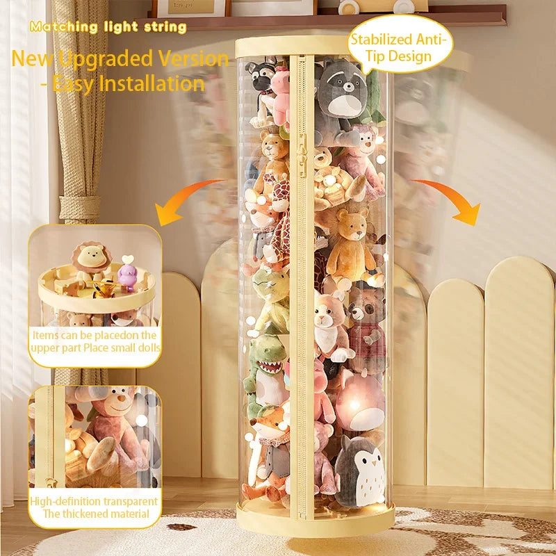 Transparent Doll & Plush Toy Storage Box — DIY Zipper Organizer Tube for Kids’ Toys, Christmas Gift, and Home Use