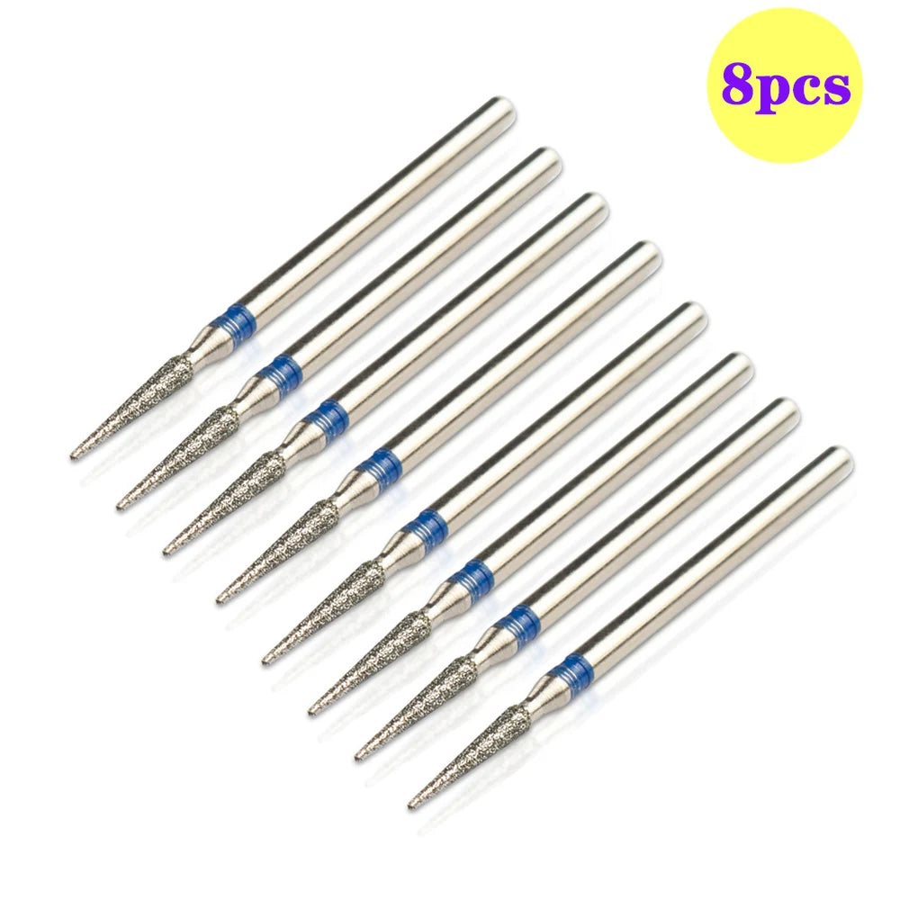 8pcs Diamond Nail Drill Bit Set - Rotary Electric Milling Cutters for Pedicure, Manicure, Cuticle Burr & Nail Tools Accessories