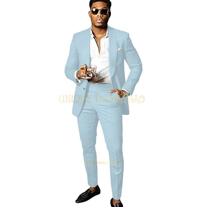 Men's Brown 2 Piece Suit - Shawl Collar Single Breasted Tuxedo Blazer & Pants Set For Wedding, Business & Formal Events