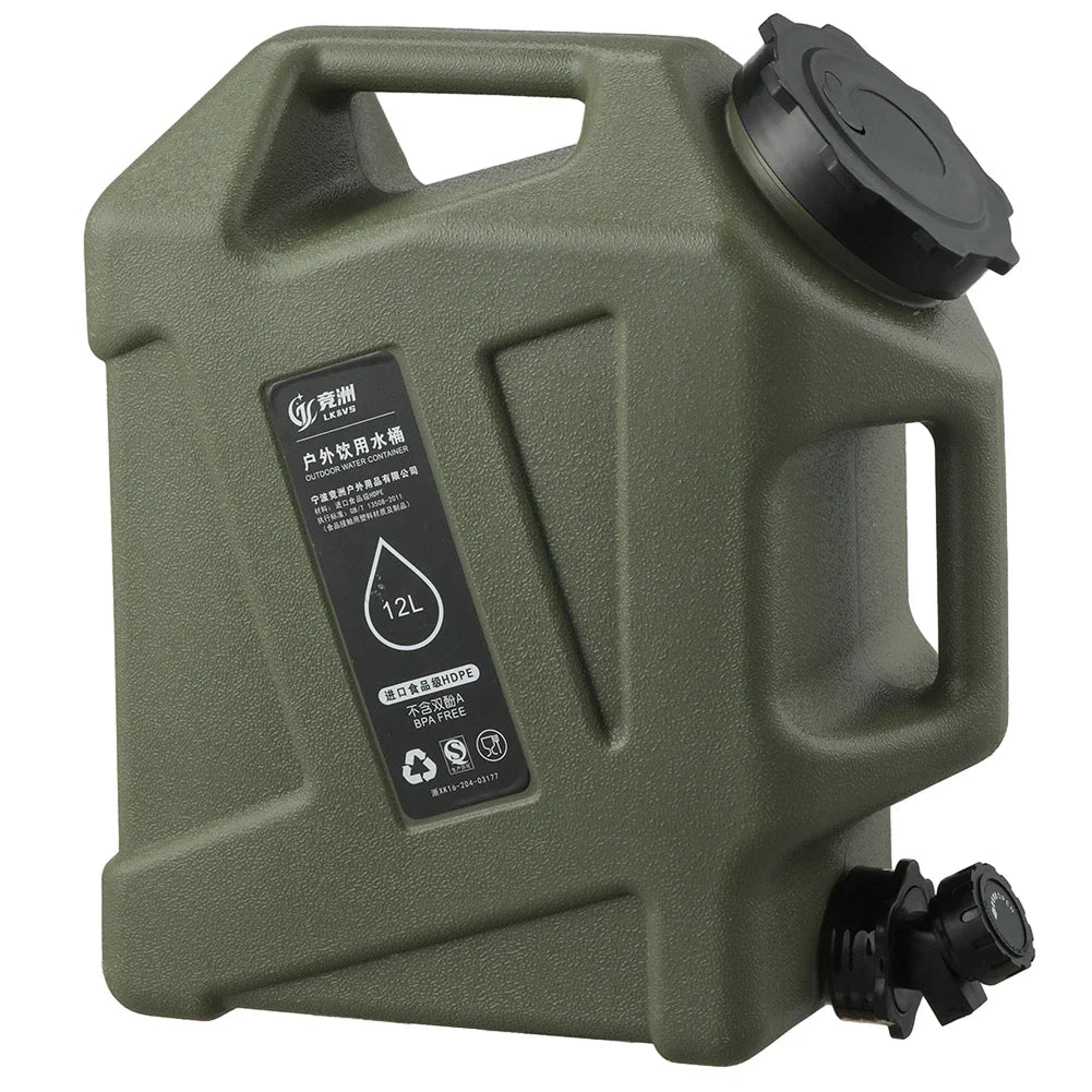 12L Portable Camping Water Container – Large Capacity Outdoor Water Bucket with Detachable Faucet for Picnic & Travel