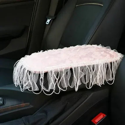 Pink Car Interior Accessories Set - Lace Steering Wheel Seat Belt Gear Shift And Mirror Covers For Women