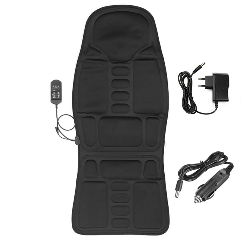Car Electric Massage Chair Pad – Heating & Vibrating Back Massager Cushion for Home & Office Lumbar Pain Relief with Remote Control