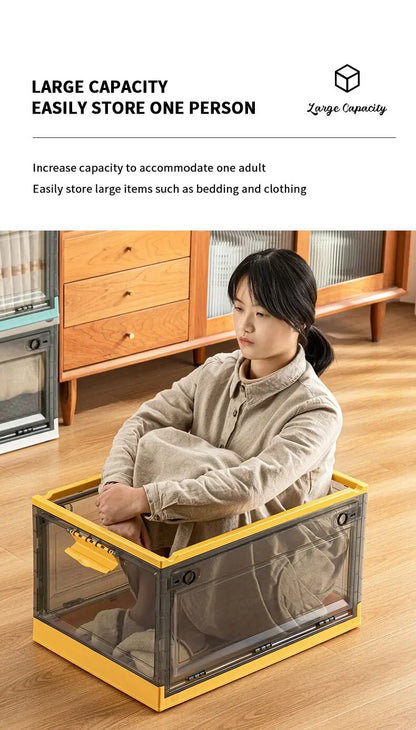 Foldable Transparent Storage Trunk – Large Capacity Plastic Organizer for Clothes and Home Wardrobe