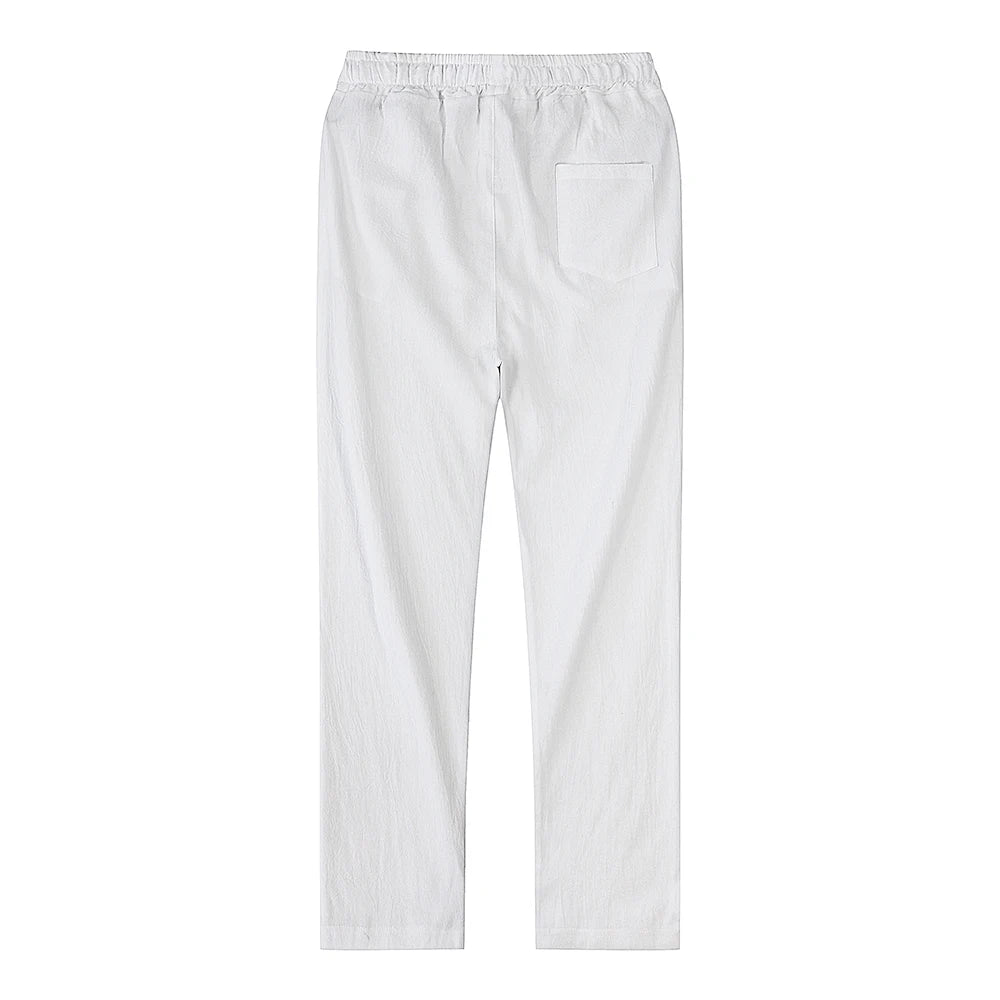 Men's Cotton Linen Pants – Breathable Solid Color Trousers for Autumn, Fitness & Streetwear, S-3XL