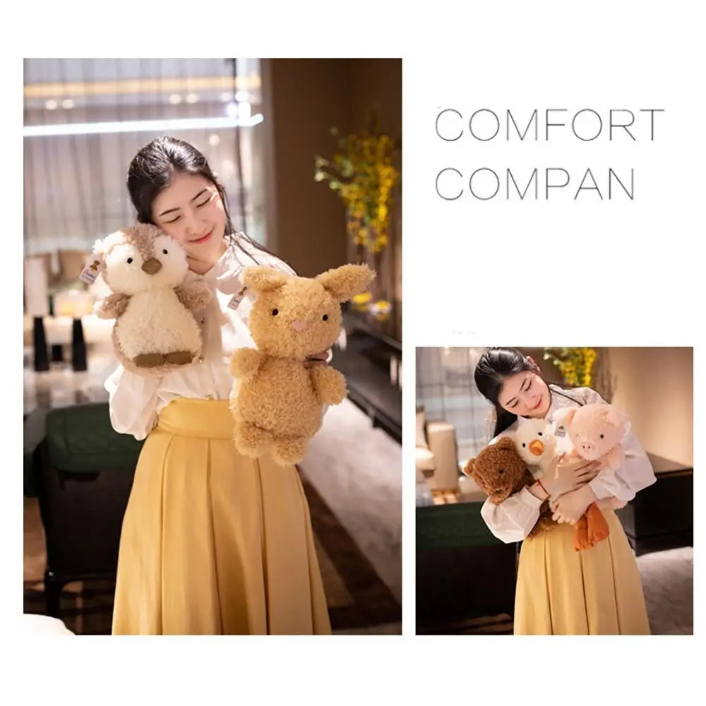 Kawaii Furry Plush Toys | Fox, Owl, Pig, Lamb, Chick & Duck Stuffed Animals for Kids & Adults