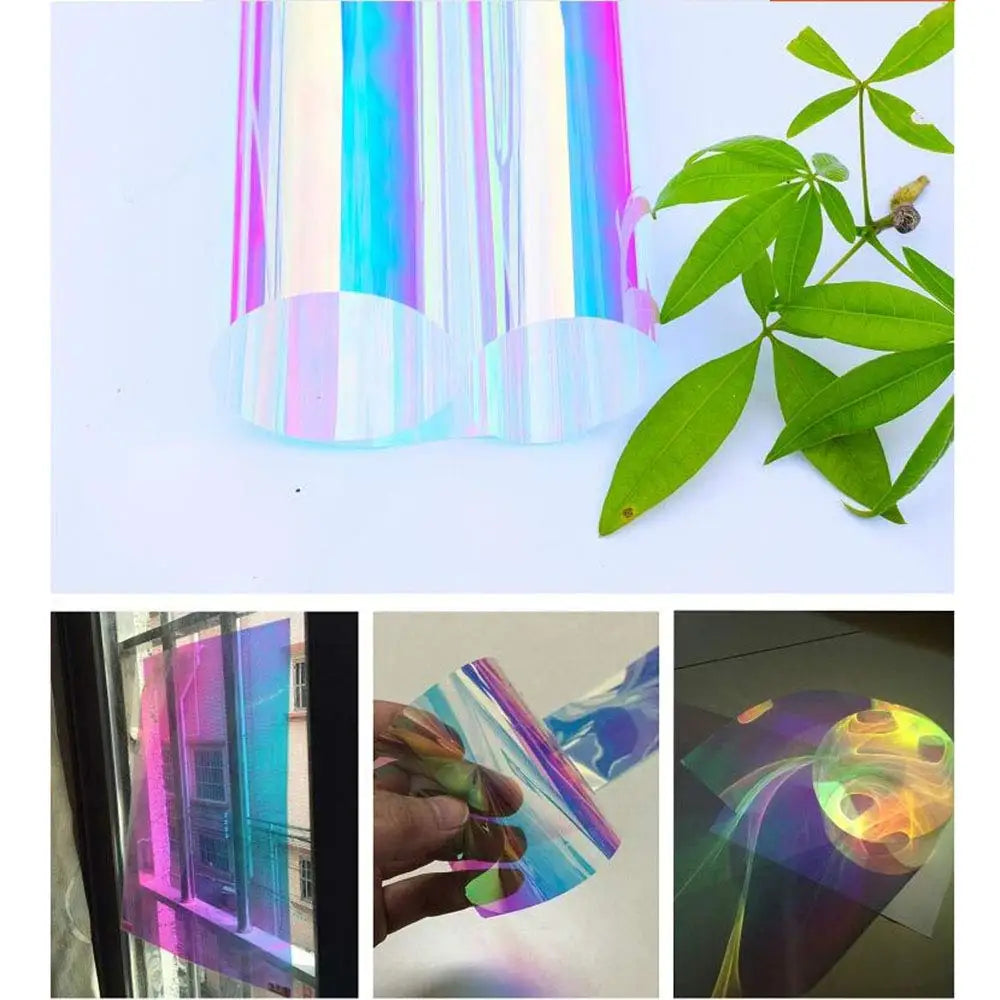 Multi-Size Colorful PET Rainbow Window Film: Chameleon Window Tint Iridescent Film - Self-Adhesive Stained Glass Film for Home Décor