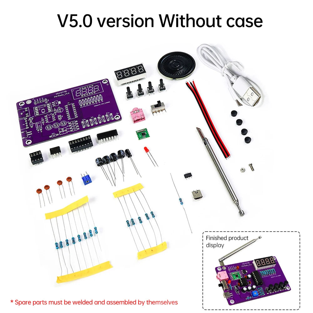 RDA5807S DIY FM Radio Kit - 87–108MHz Adjustable Frequency Digital Display Soldering Project for Electronics Practice