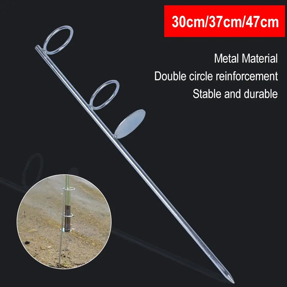 Stainless Steel Sea Rod Double Ring Bracket - Ground Insertion Fishing Rod Holder for Outdoor Fishing Gear Accessories