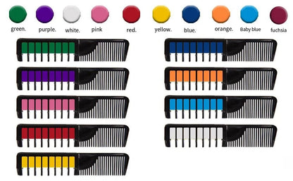 10-Color Hair Dye Comb Set – Multi-Color Disposable Hair Coloring Makeup Toy Kit for Girls