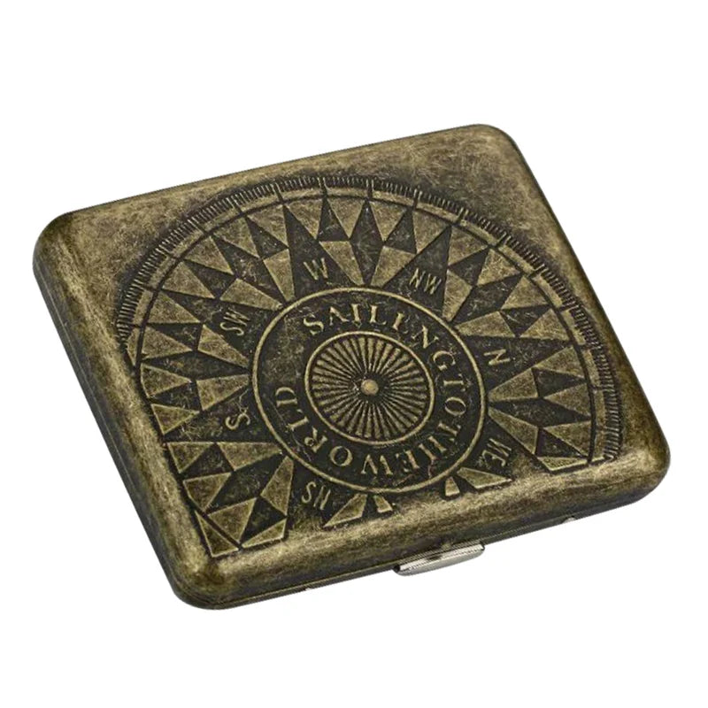 Retro Cigarette Case - Portable 20-Capacity Metal Cigarette Storage Box & Smoking Accessory