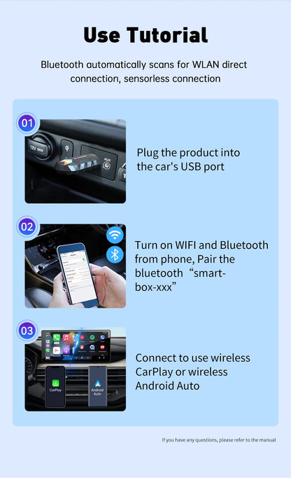 XUDA 2-in-1 Wireless CarPlay & Android Auto Mini Box - Plug & Play, Automatic Connection for 99% of Cars