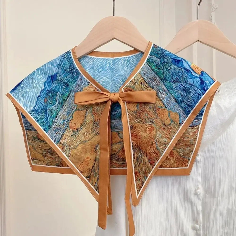 Detachable Fake Collar for Women - Vintage Floral Pattern Half Shirt Necklace Shawl and Shoulder Wrap