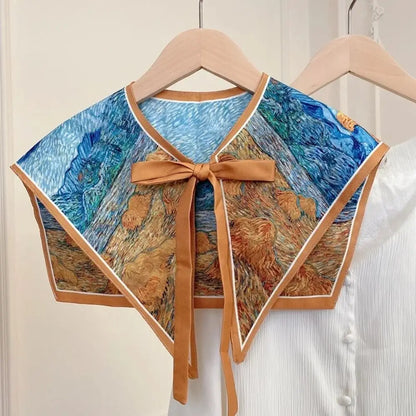 Detachable Fake Collar for Women - Vintage Floral Pattern Half Shirt Necklace Shawl and Shoulder Wrap