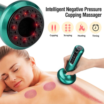 12/6 Levels Intelligent Vacuum Cupping Massager – Negative Pressure Heating Wireless Scraping Apparatus for Meridian Relaxation