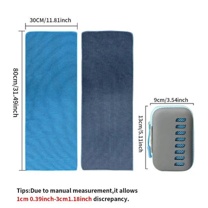Cooling Towel with EVA Case - Quick-Dry Portable Sports Towel for Camping, Hiking, Gym & Yoga