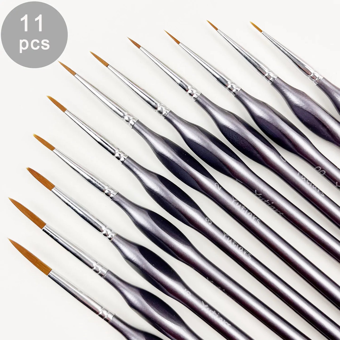 10/11PCS Miniature Paint Brush Set – Detail Tip Brushes with Ergonomic Handle for Acrylic & Oil Painting