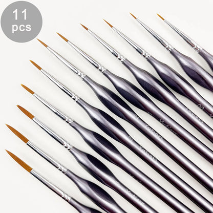 10/11PCS Miniature Paint Brush Set – Detail Tip Brushes with Ergonomic Handle for Acrylic & Oil Painting