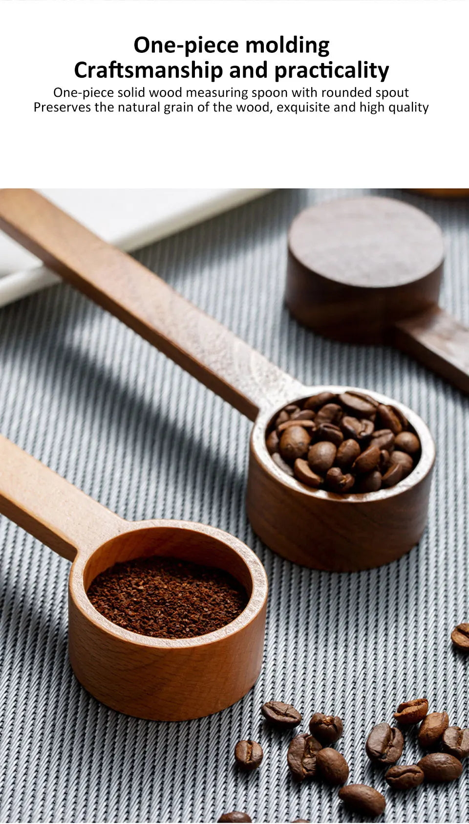 Wooden Measuring Spoon – Coffee Bean, Tea, Sugar & Spice Scoop, Kitchen Measuring Tool & Coffee Accessory