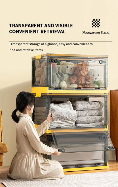Foldable Transparent Storage Trunk – Large Capacity Plastic Organizer for Clothes and Home Wardrobe