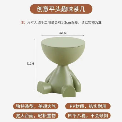Light Luxury Cartoon Sofa Side Table – Creative Plastic Coffee Table, Small Household Flat-Head Coffee & Living Room Furniture Side Table