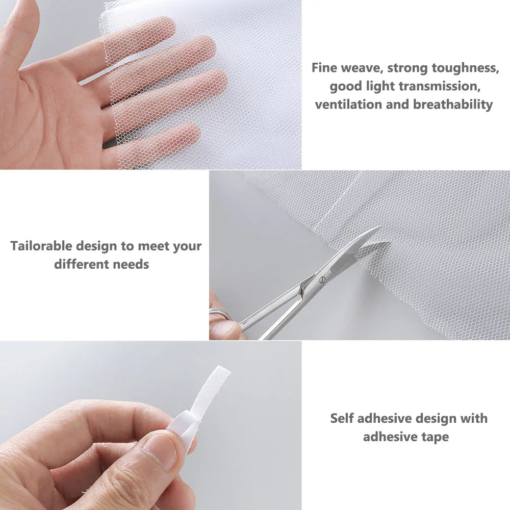 Anti-Fly Mosquito Net Window Screen Mesh - Adhesive Insect Flying Bug Net Curtains for Kitchen Windows - Home Protector