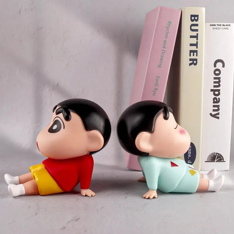 Crayon Shin-Chan Anime Figure Phone Holder – Kawaii Desktop Ornament Mini GK Collectible Toy Gift