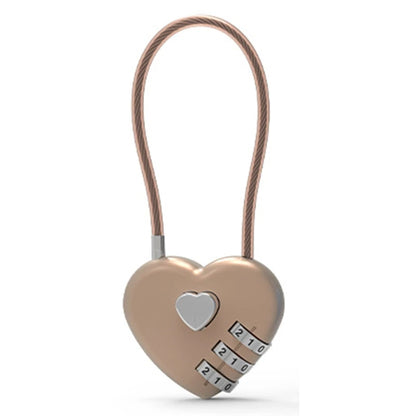 Zinc Alloy Mini Heart-Shaped Password Padlock – Wire Rope Travel Luggage and Package Lock (L9BE)