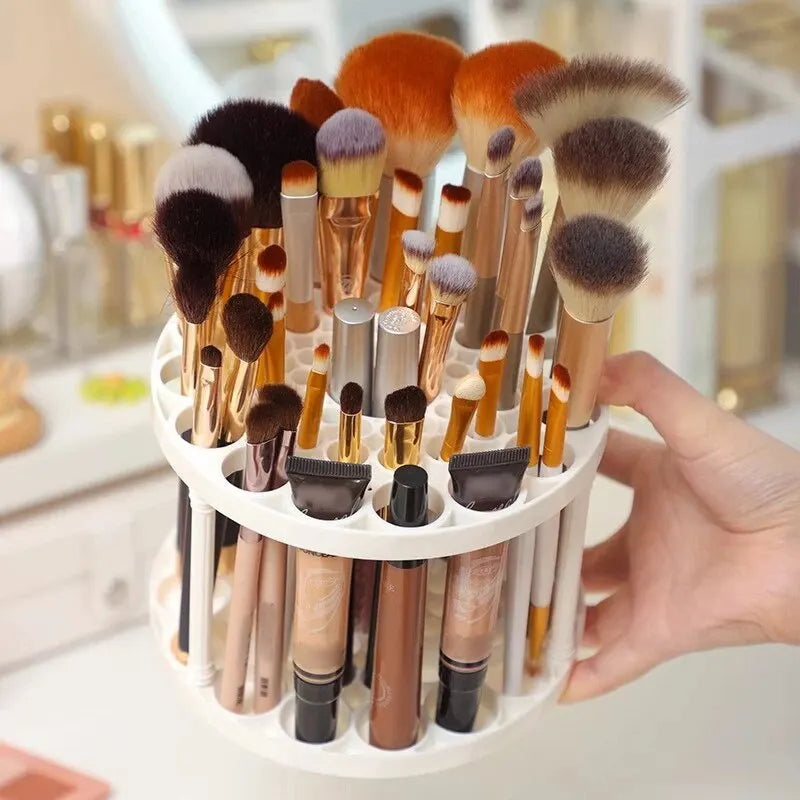 Makeup Brush Storage Rack - Desktop Cosmetics Organizer for Lipstick, Brushes, and Dressing Table