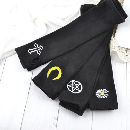 Warm Knitted Long Fingerless Gloves – Striped Elbow Mittens for Women, Fashion Christmas Gift