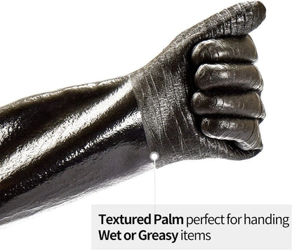 Heat Resistant BBQ Gloves - Waterproof Long Sleeve Fireproof Grill, Oven, Fryer & Smoker Gloves