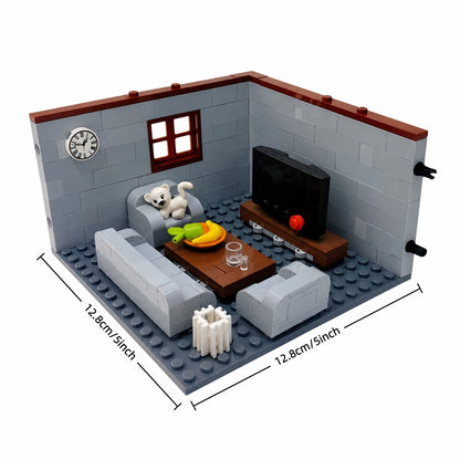 City House Building Blocks Set - DIY MOC Bricks with Bedroom & Living Room Furniture for Kids' Creative Play