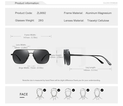 CLLOIO Fashion Aluminum Photochromic Sunglasses – Polarized Chameleon Anti-Glare Driving Glasses for Men & Women
