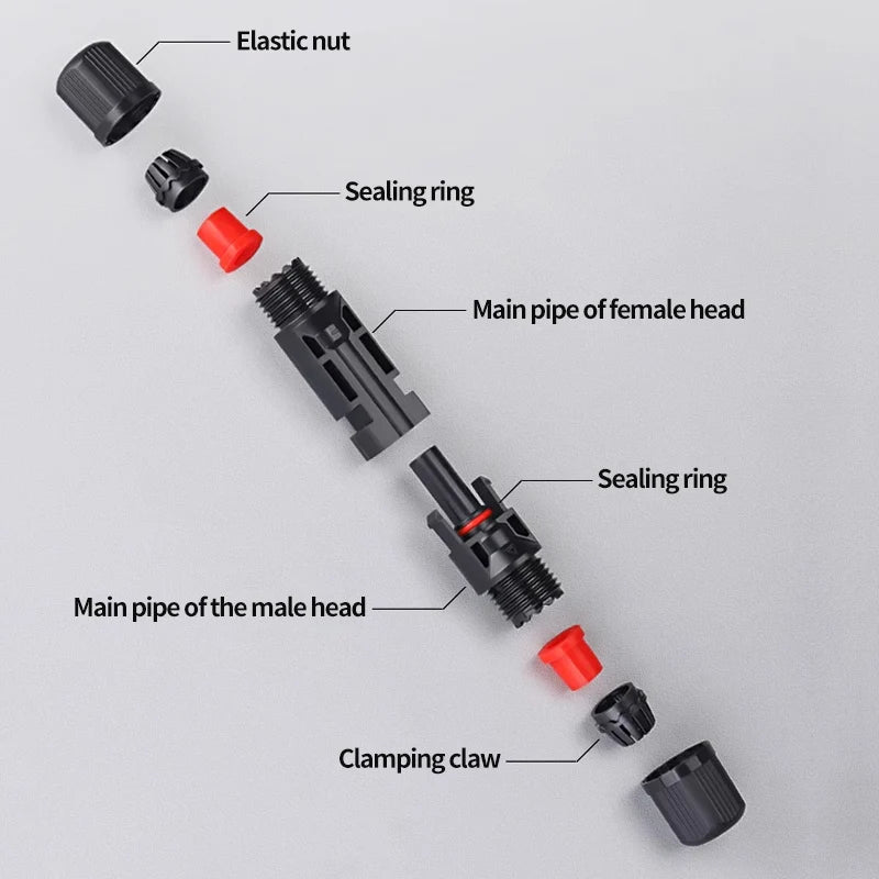 Solar PV Connector Kit - 1000V DC 30A Waterproof Plug Connectors for MC4 Cable Wiring