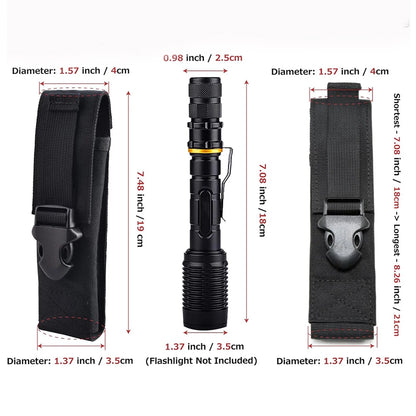 Tactical Flashlight Pouch - MOLLE Torch Holster EDC Carry Case for Camping & Hunting Gear