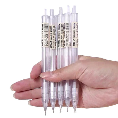 5-Piece White Mechanical Pencil Set - 0.5mm and 0.7mm Automatic Pencils for School and Office Supplies