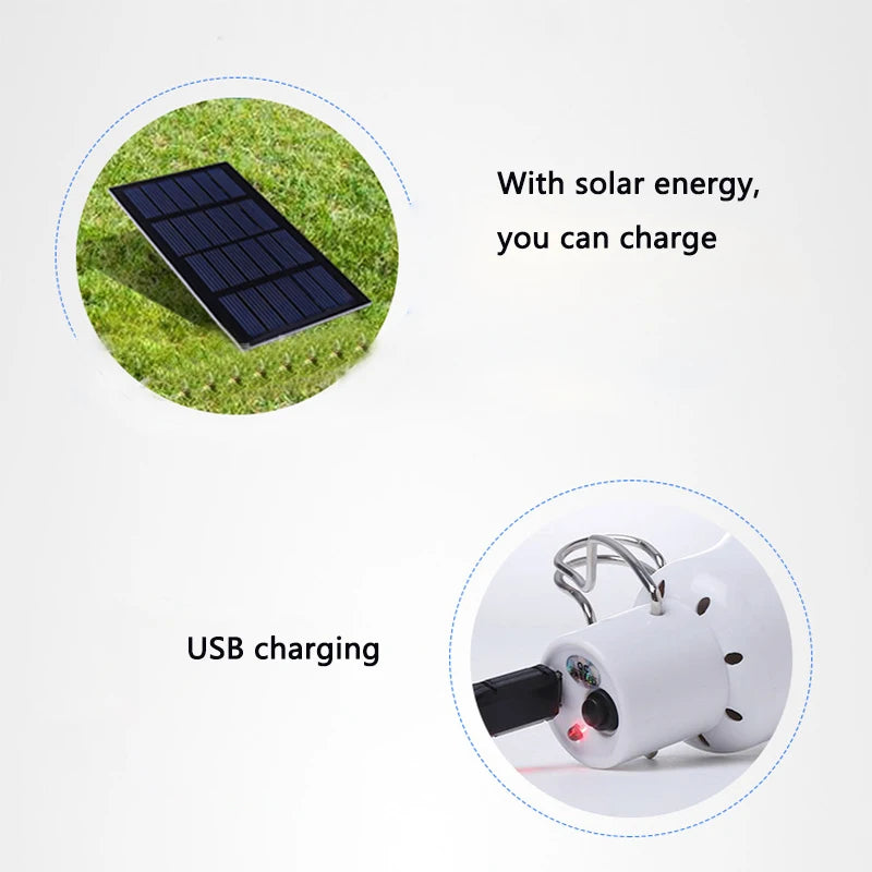 LED Solar Bulb with Hook - Waterproof Outdoor Camping Light, Energy-Saving Garden and Path Lamp